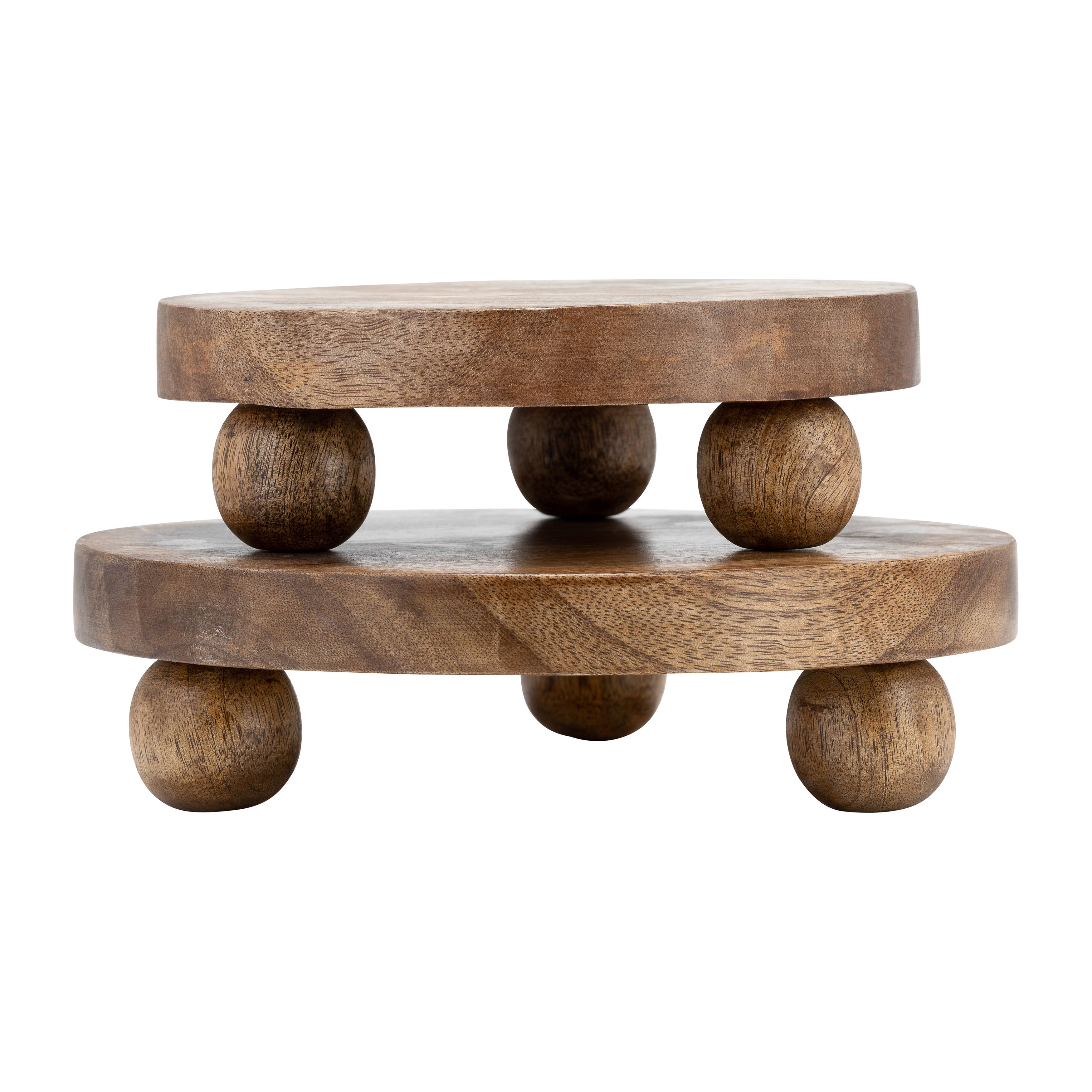 Round Sage Riser Mango Wood Round Risers, Natural – Ivy & Stone